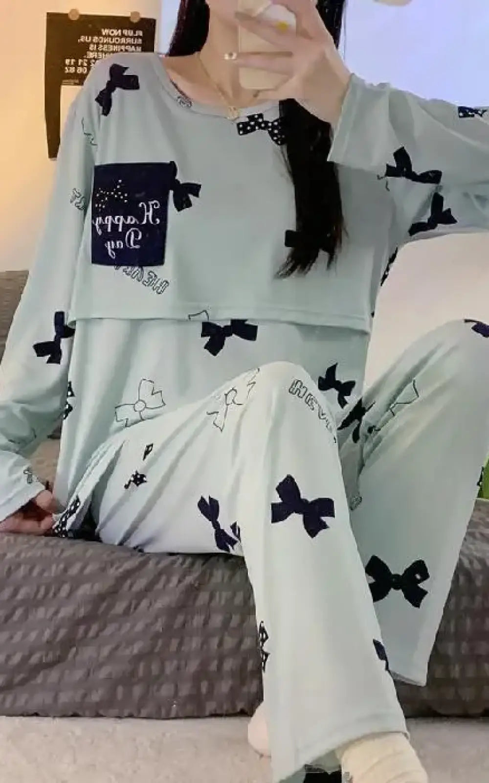 Pyjama grossesse et allaitement noir