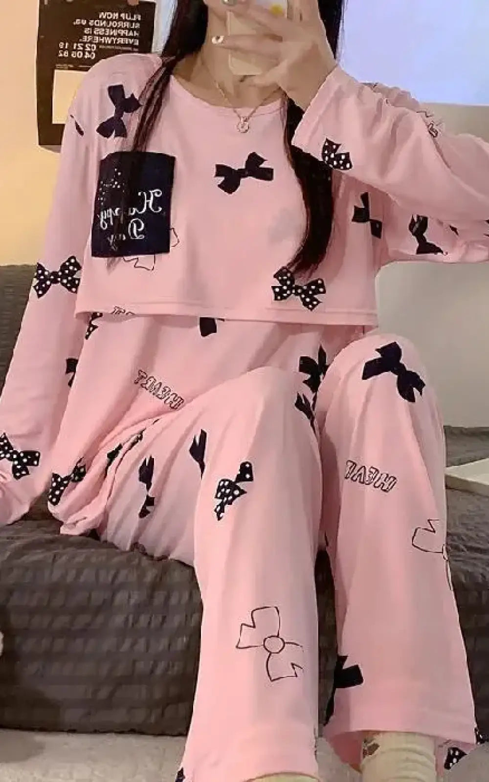 Pyjama grossesse et allaitement rose