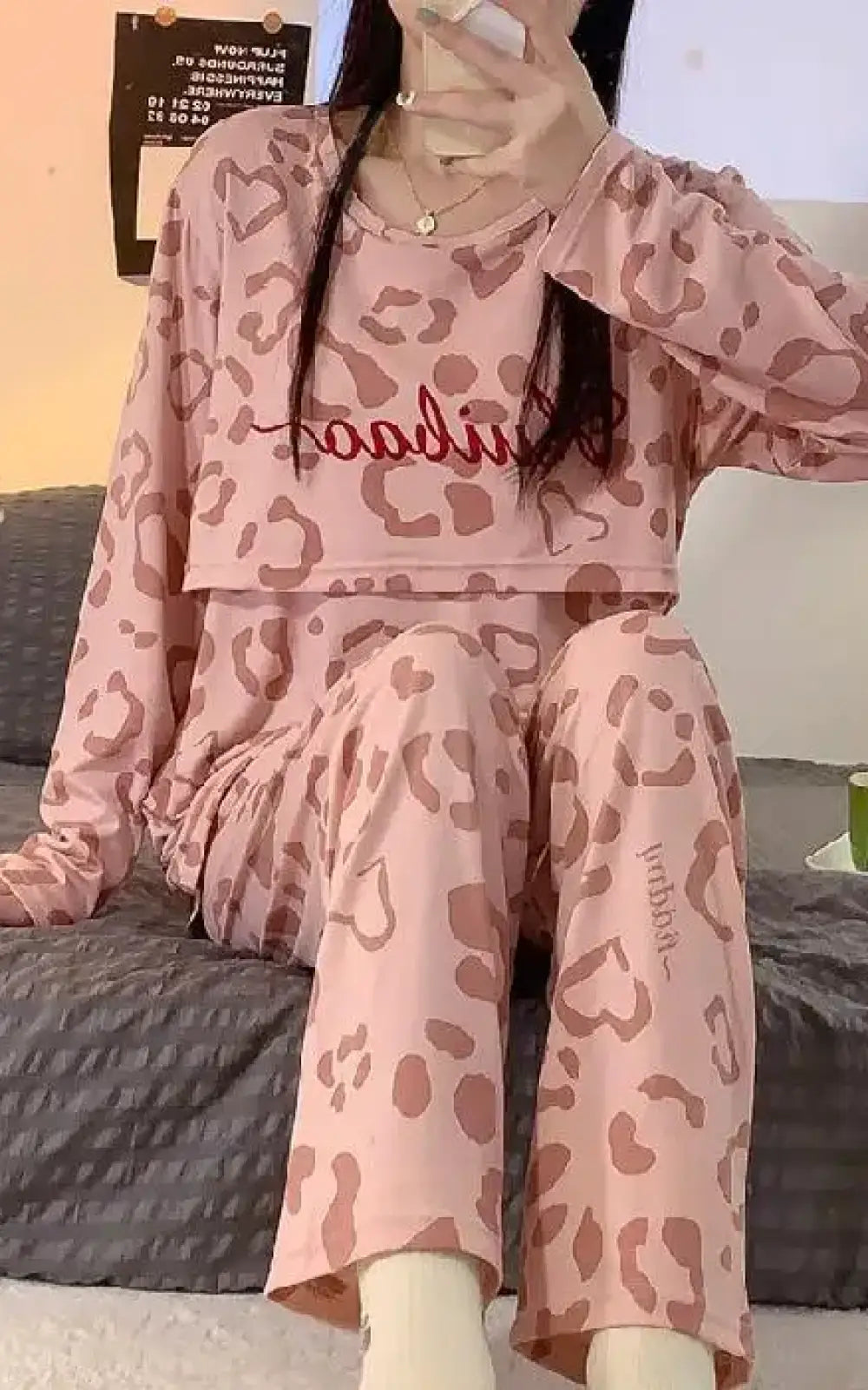 Pyjama grossesse et allaitement rouge