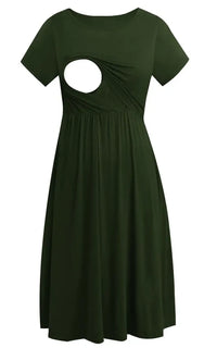 Robe allaitement bicolore rayée vert