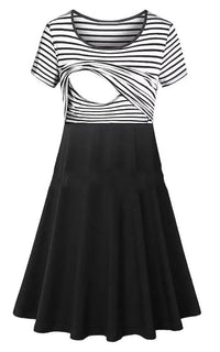 Robe allaitement bicolore rayée