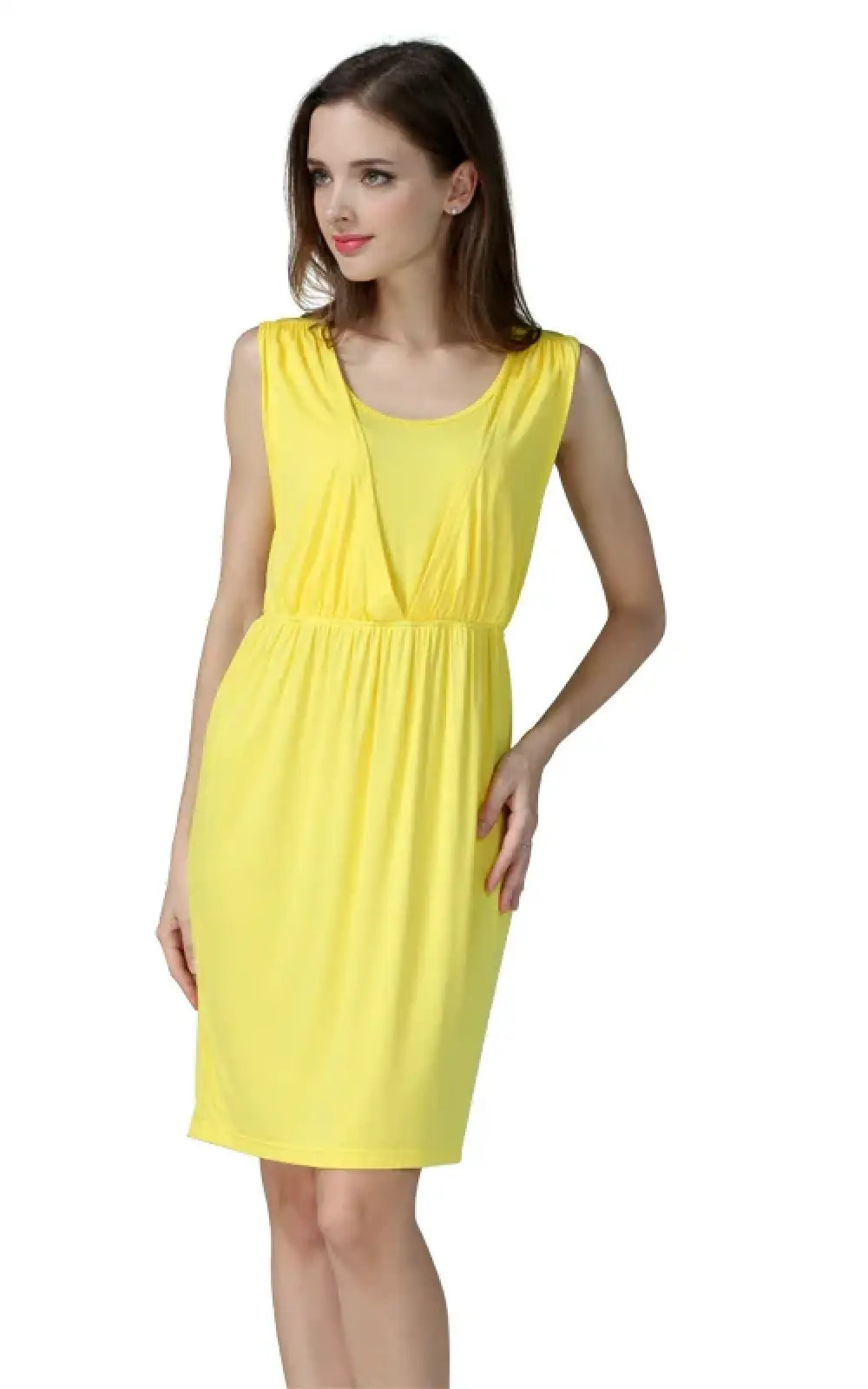 Robe allaitement bleu marine, coloris jaune