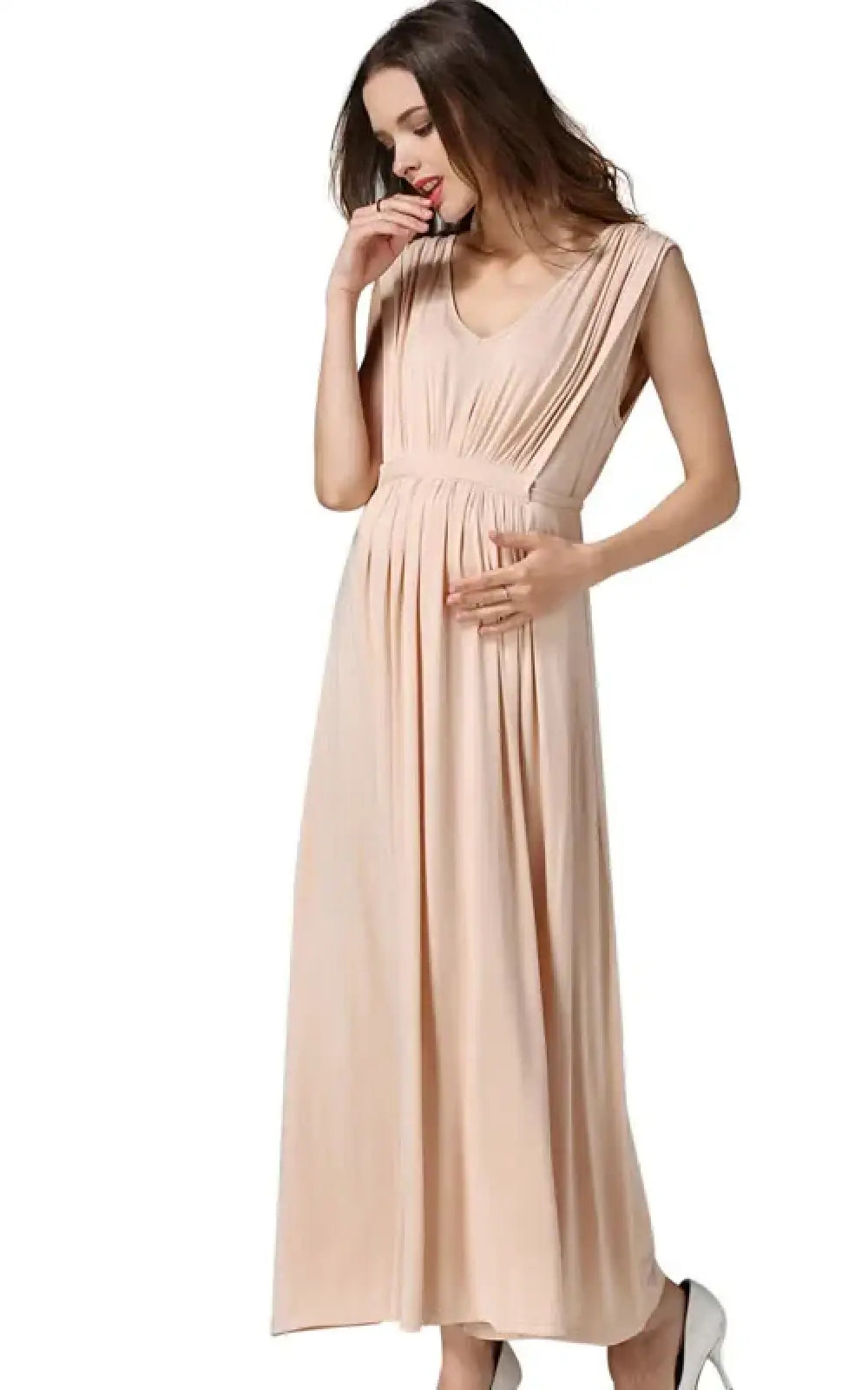 Robe allaitement cérémonie plissée col V