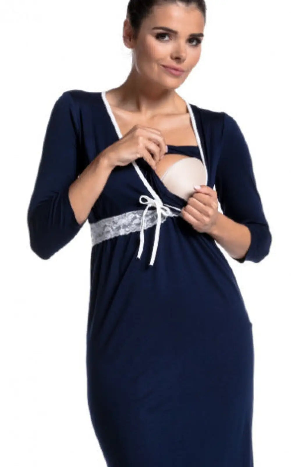 Robe allaitement dentelle bleu foncé