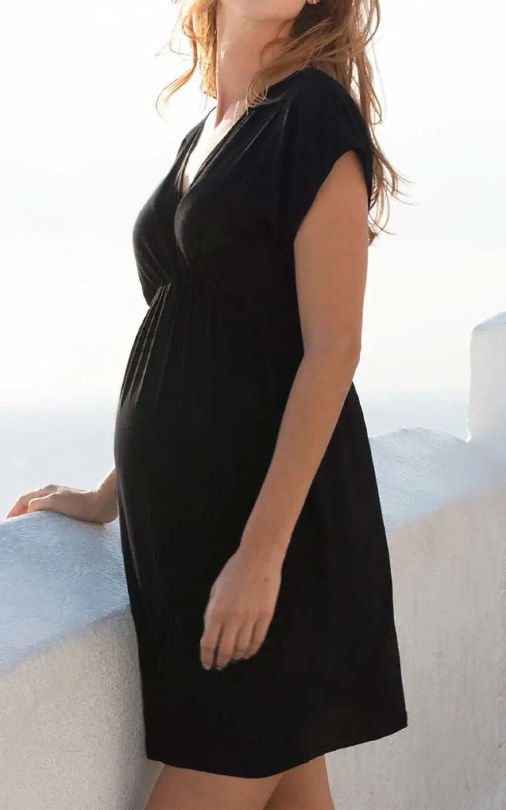 Robe allaitement col V croisé noir