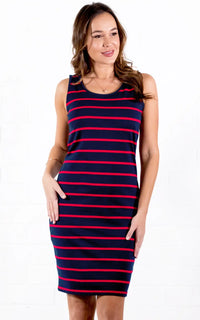 Robe allaitement rayée à clip rouge foncé