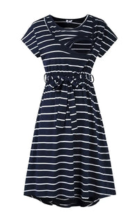 Robe allaitement rayée à ceinture