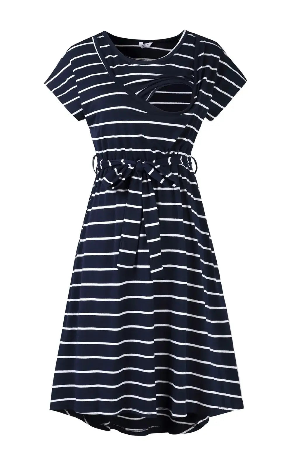 Robe allaitement rayée à ceinture