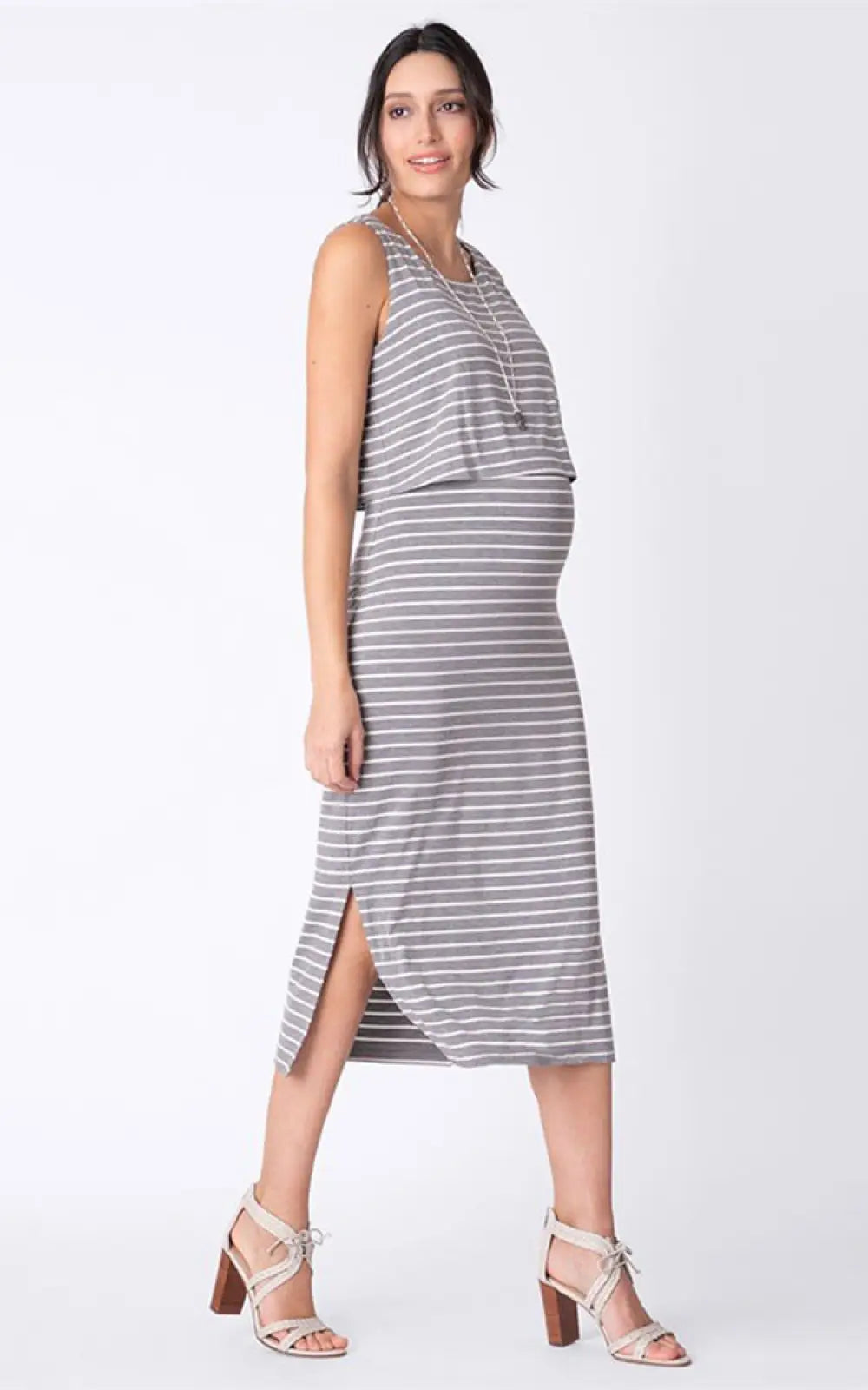 Robe allaitement rayée grise, vue 2