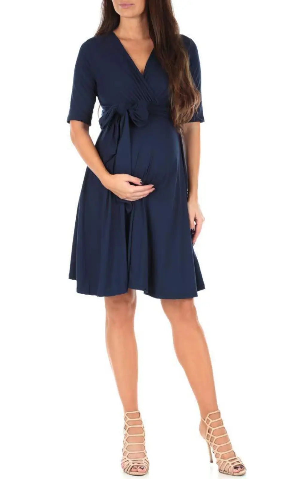 Robe cache-cœur allaitement bleu foncé