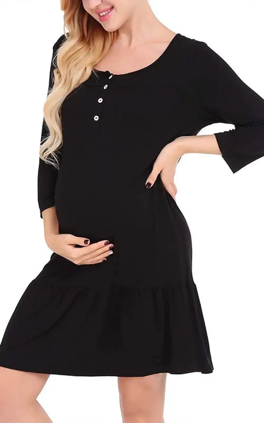 Robe de nuit allaitement noire volantée