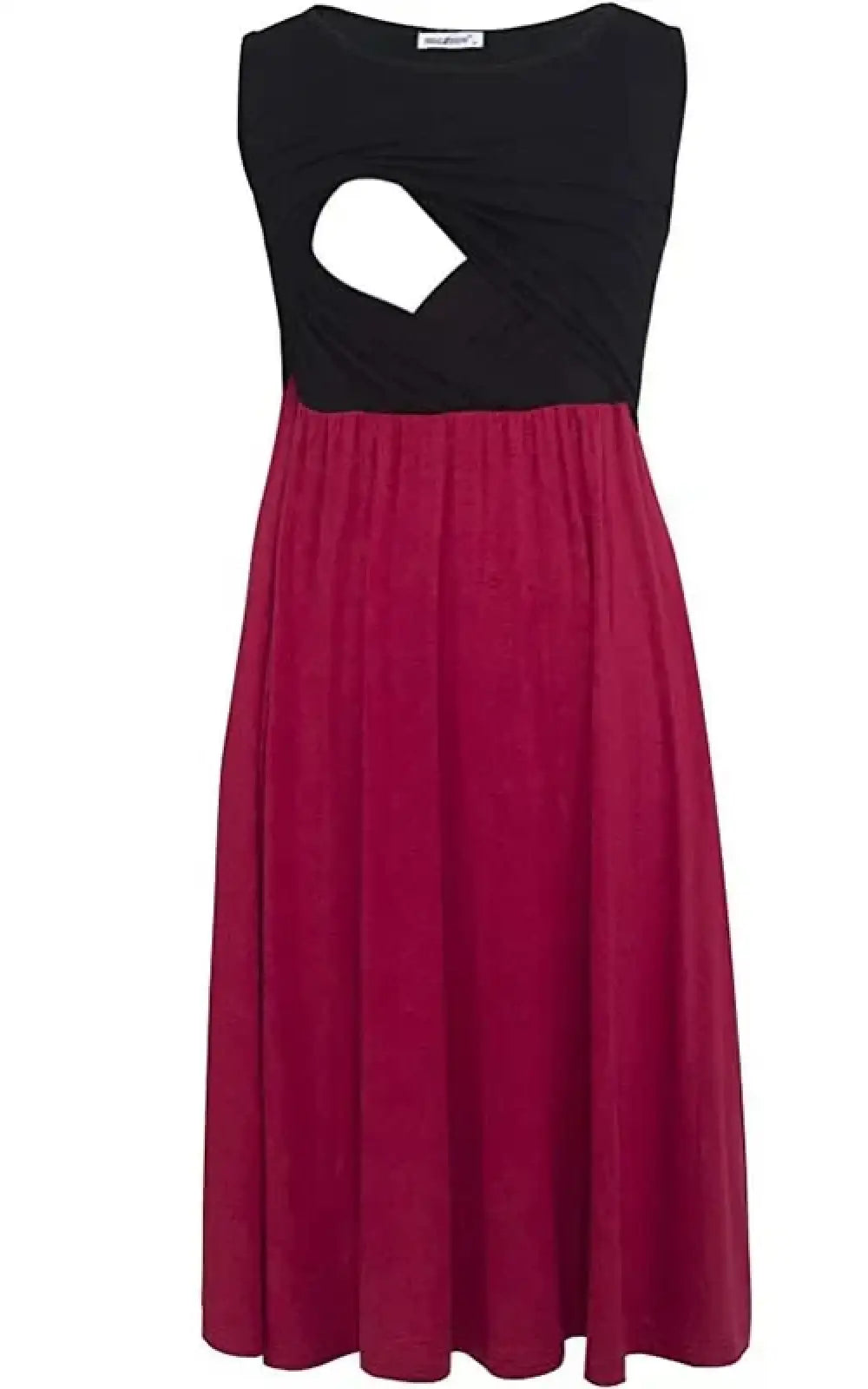 Robe allaitement à poches, buste noir et jupe bordeaux