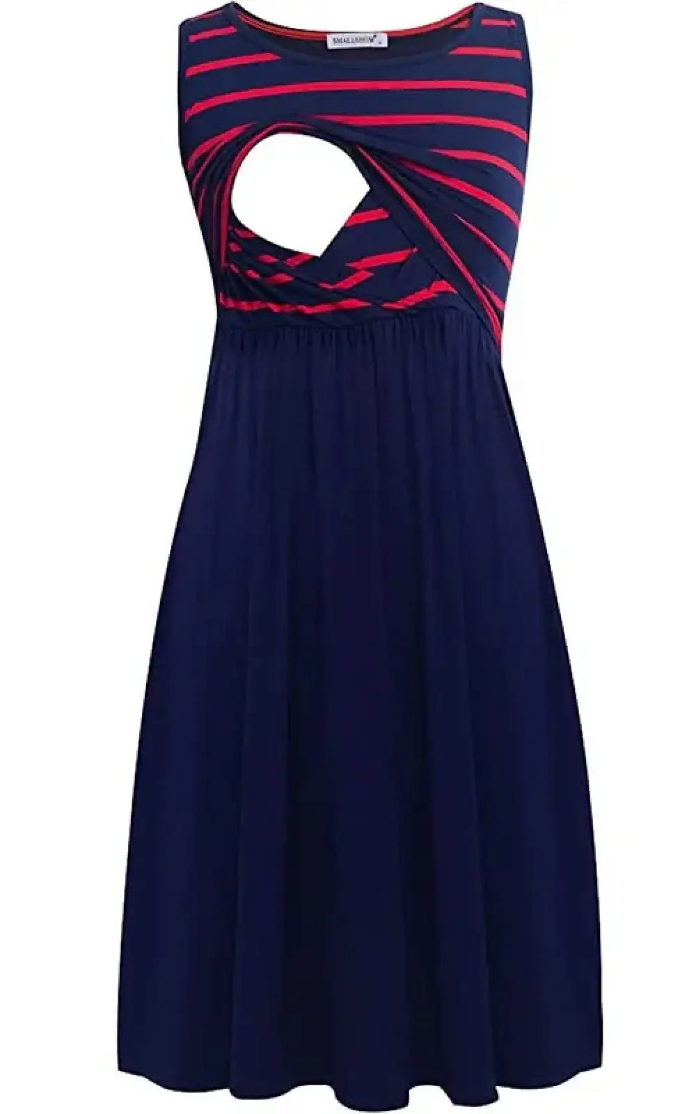 Robe allaitement à poches, rayé marine et rouge