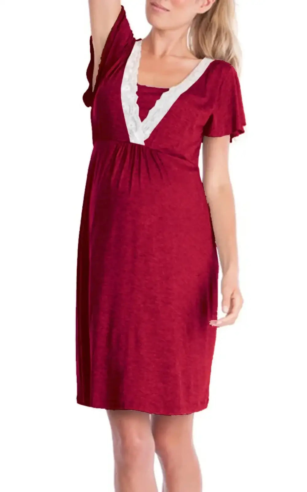 Robe pyjama allaitement en dentelle gris clair