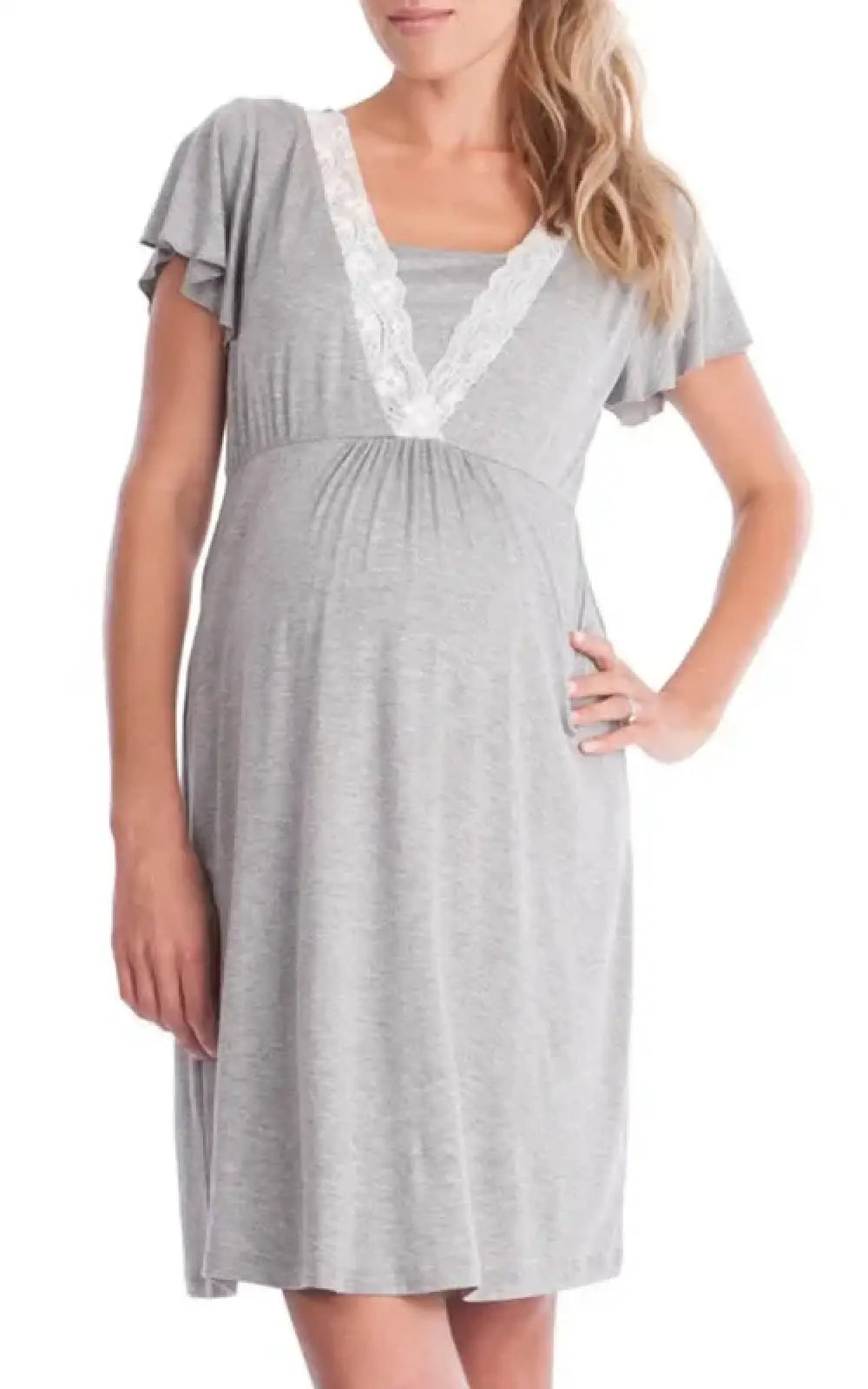 Robe pyjama allaitement en dentelle, col V