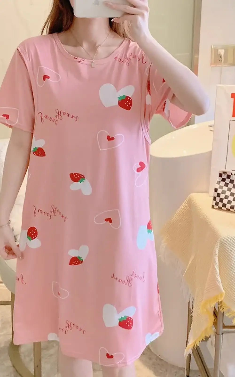 Robe pyjama allaitement rose