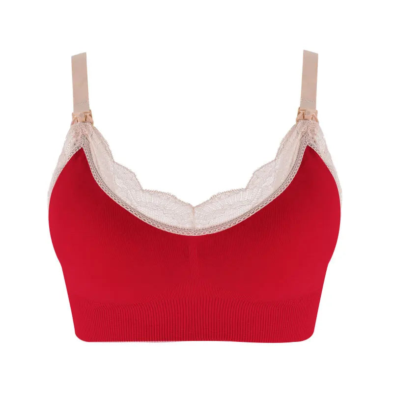 Soutien-gorge allaitement dentelle - Rouge / M - Soutien-gorge d’allaitement