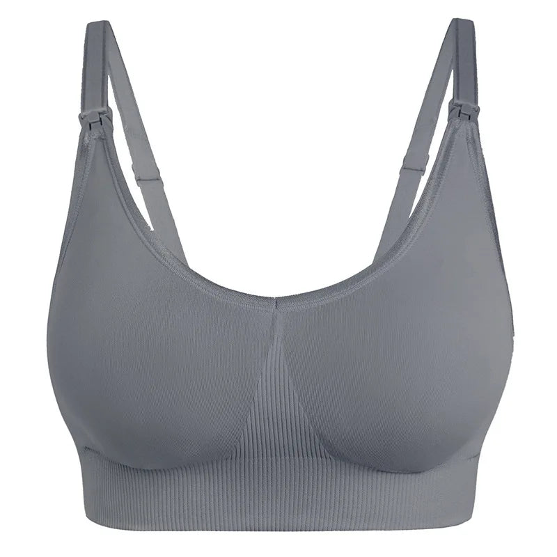 Soutien-gorge allaitement sans coutures réglable - Gris / S - Soutien-gorge d’allaitement