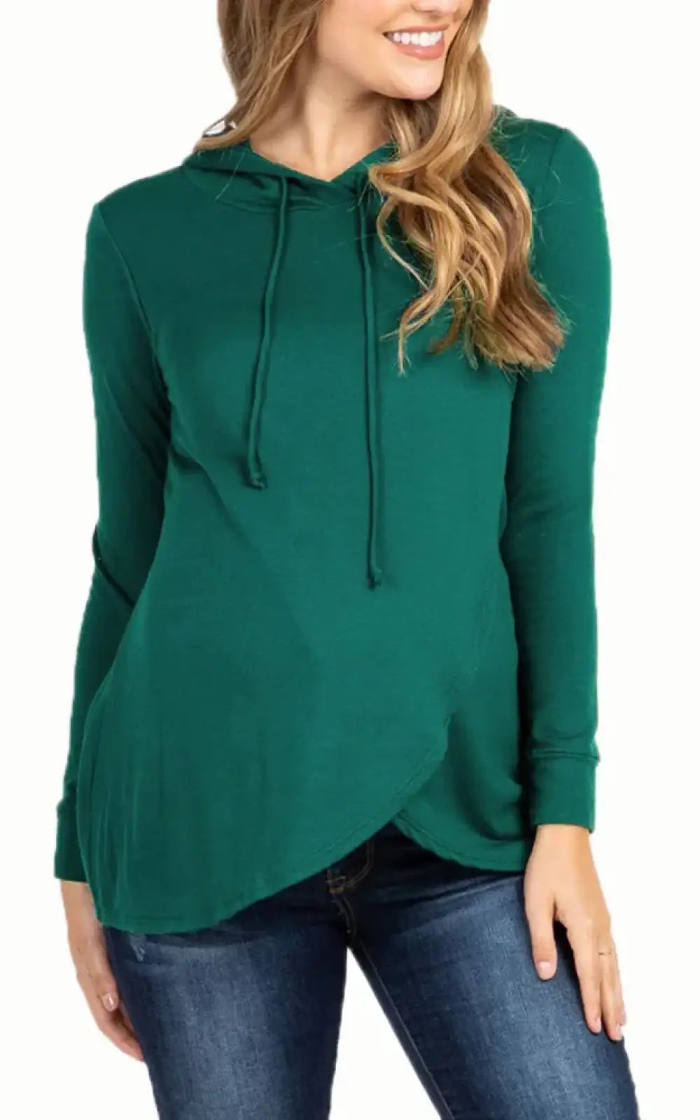 Sweat à capuche allaitement drapé vert