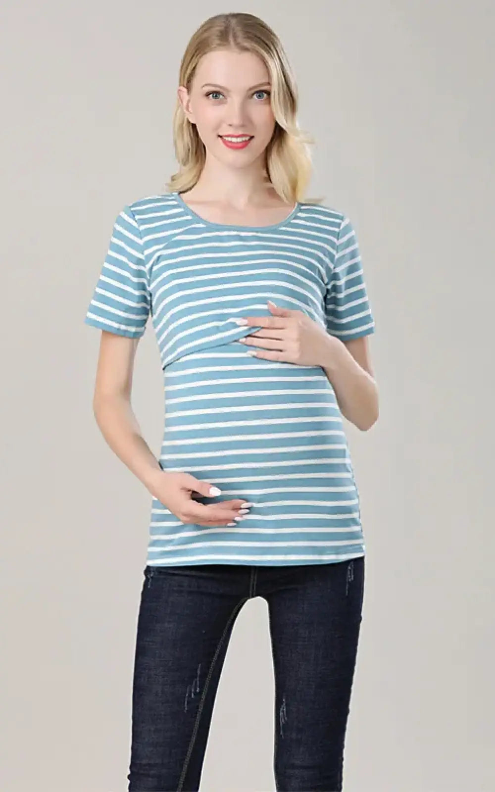 T-shirt allaitement rayé bleu