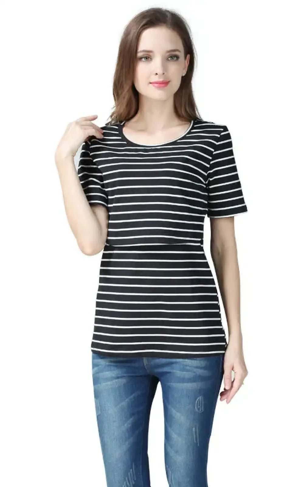 T-shirt allaitement rayé noir