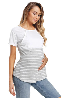 T-shirt allaitement bicolore blanc