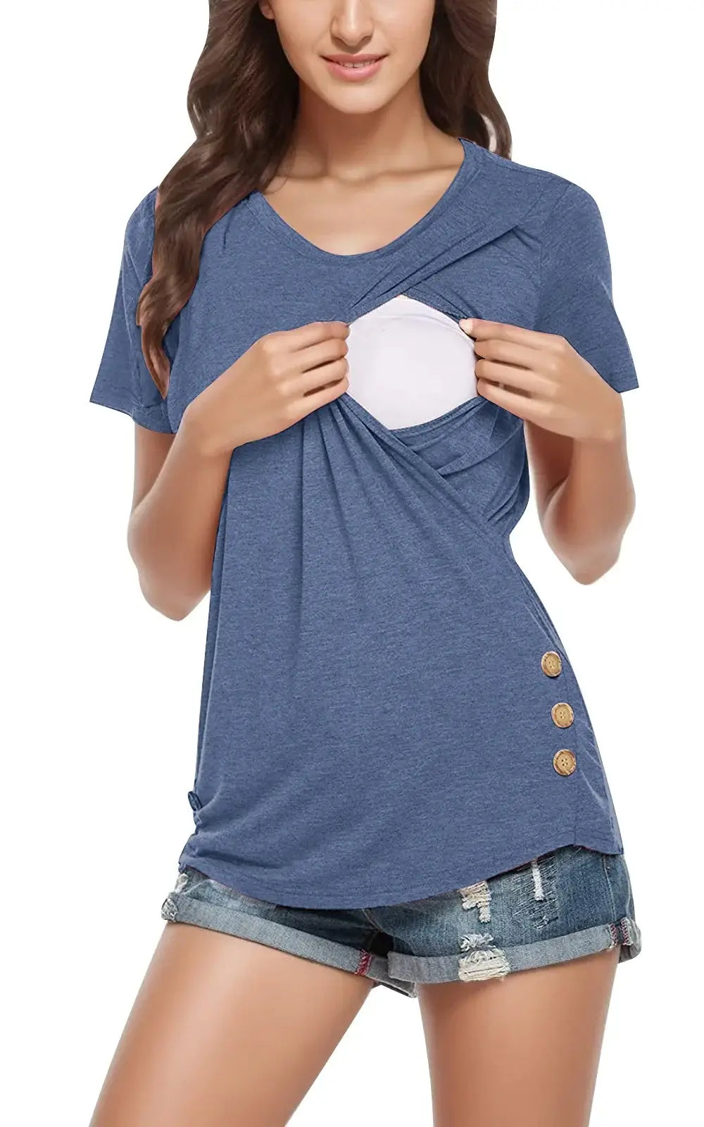 T-shirt allaitement croisé bleu foncé