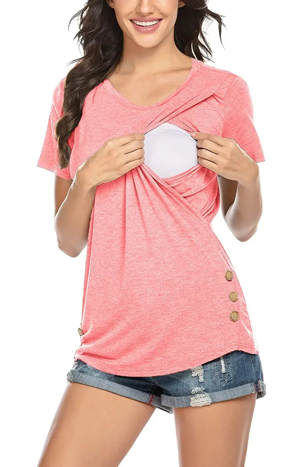 T-shirt allaitement croisé rose