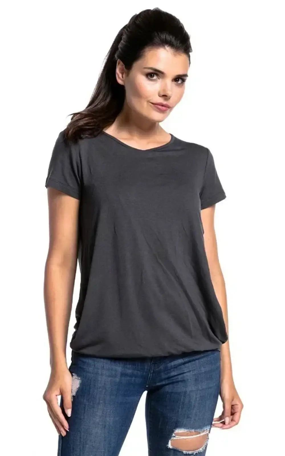 T-shirt allaitement grande taille gris foncé
